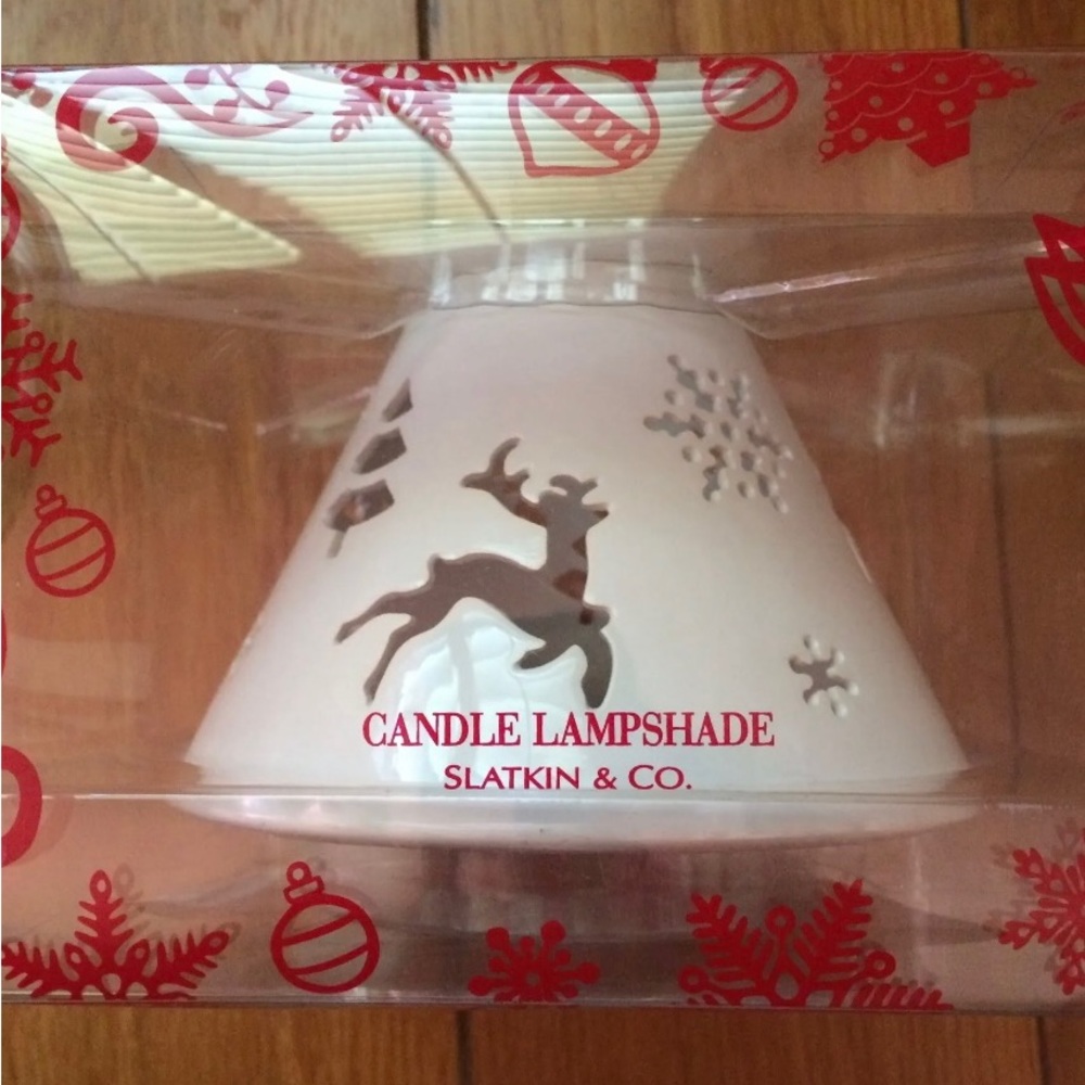 NIB Christmas Candle Lampshade Reindeer Snowflakes by Slatkin And Co